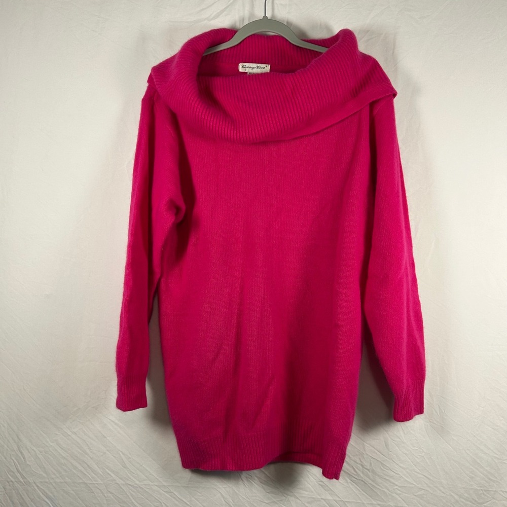 Carriage Court Sweater Womens Medium Pink Vintage Angora Lambswool Cowl Neck